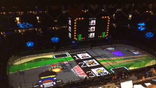 Mario Kart Projected on Ice Rink During Tampa Bay Lightning Game’s Intermission