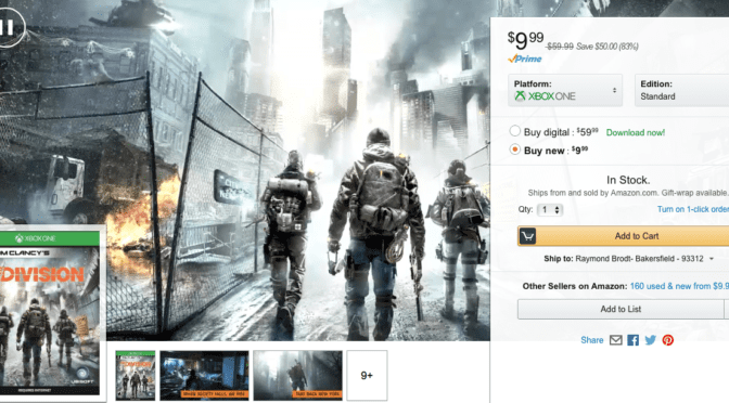The Division is on sale for $10 on Amazon