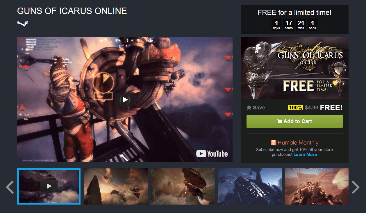 Guns of Icarus Online is Free on Humble Bundle Store