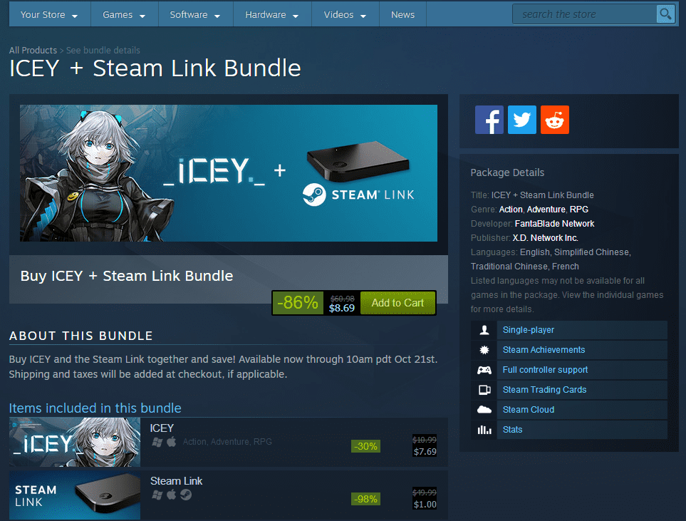Get ICEY and a Steam Link for Under $9