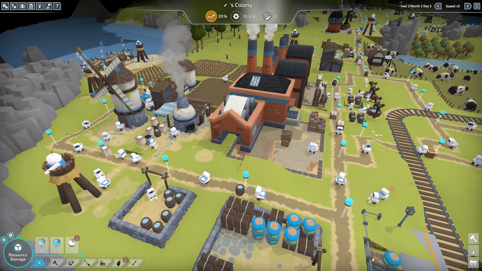 The Colonists has little bots building big colonies