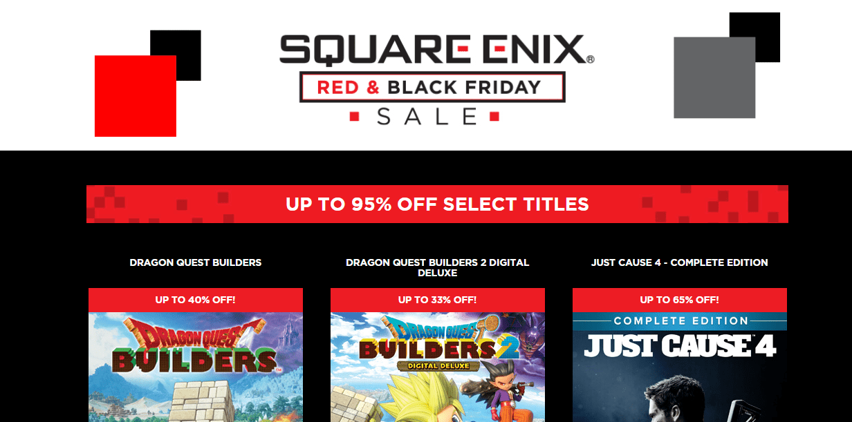 Square Enix Black Friday Sale On now