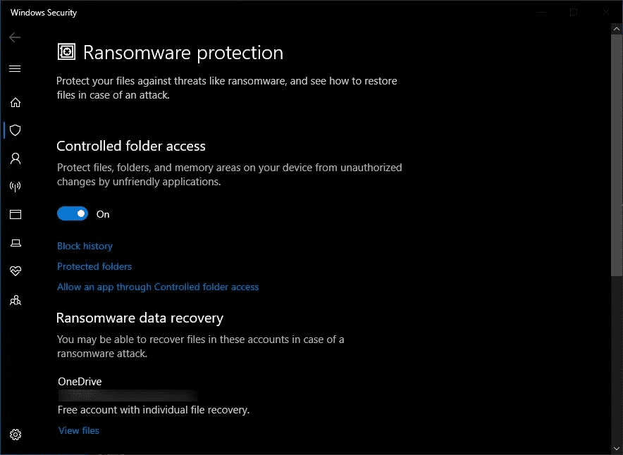 Window’s 10 Features Built-In Ransomware Protection